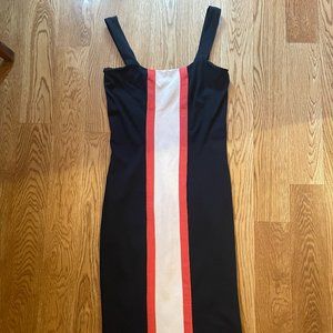 Vintage Diane Von Furstenberg Navy Orange & White Column Dress